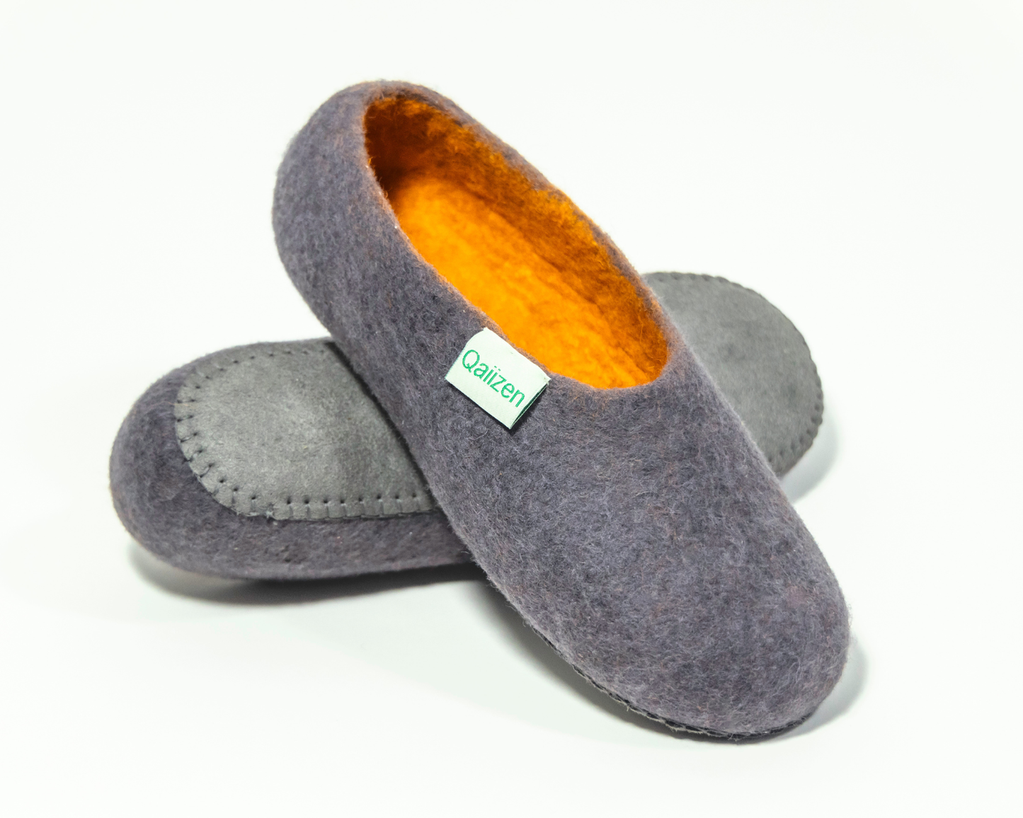 Felted slippers low back grey