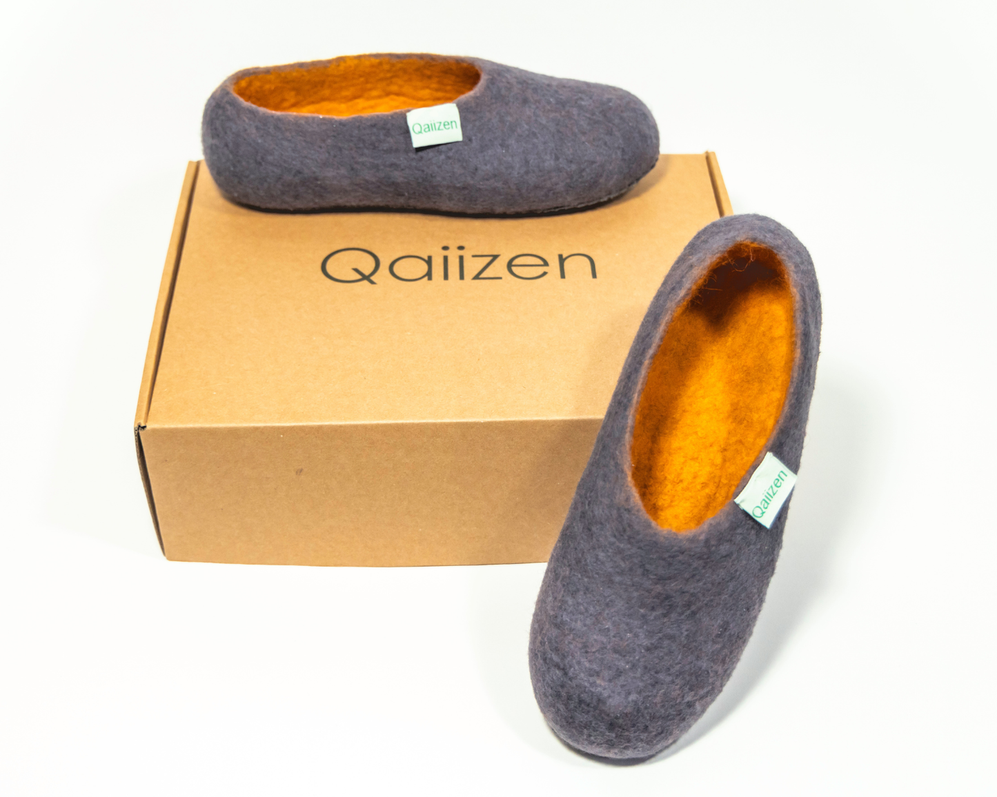 Felted slippers low back grey
