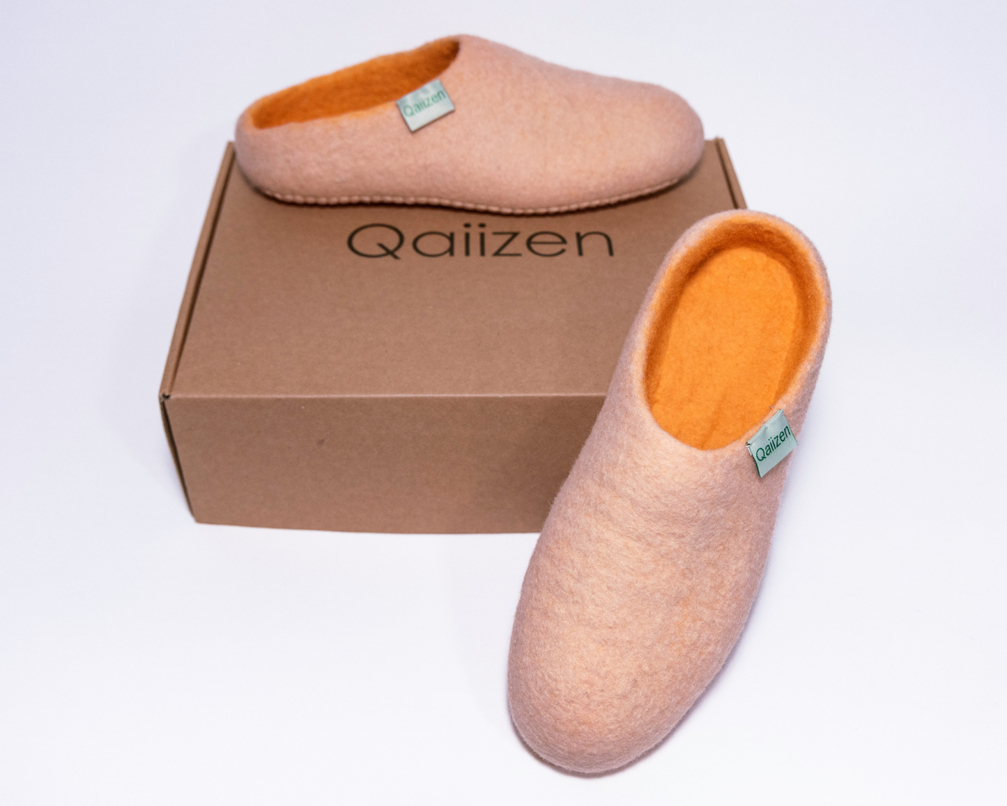 Felted slippers low back cream