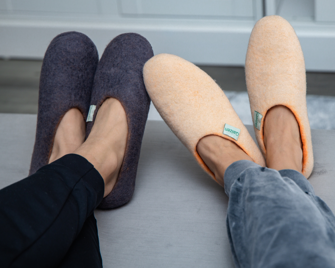 Felted slippers low back grey