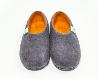 Felted slippers low back grey