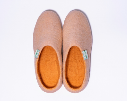 Felted slippers low back cream
