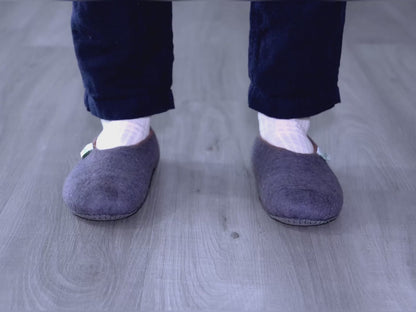 Felted slippers low back grey